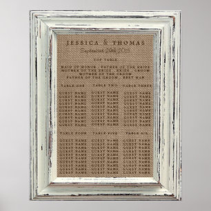 Affiches Collection de Mariages Rustic White Frame & Burlap