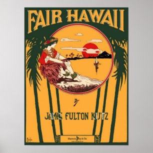 Affiches Collection de musique feuille Vintage Fair Hawaii