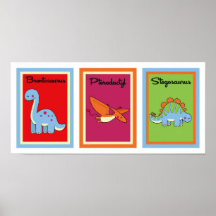 Affiches Collection d'oeuvres murales de dinosaures 5X7
