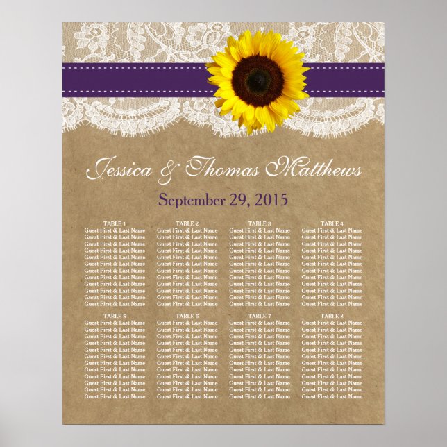 Affiches Collection Kraft, dentelle et tournesol - violet (Devant)