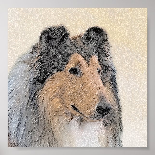 Affiches Collie (Rough) Peinture - Cute Original Chien Art (Devant)
