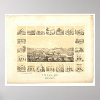 Affiches Coloma, CA. Carte panoramique 1857 (0423A)