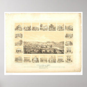 Affiches Coloma, carte panoramique 1857 (0423A) de CA