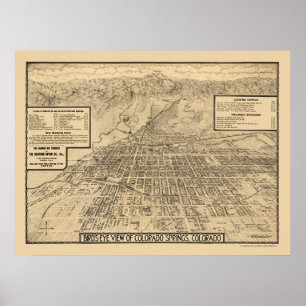 Affiches Colorado Springs, carte panoramique de Co - 1909