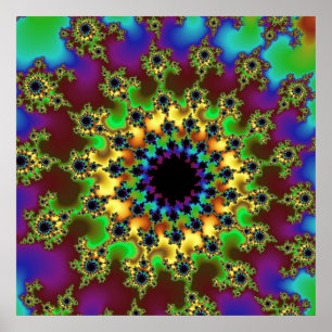 Affiches Coloré vert, bordeaux et jaune fractal