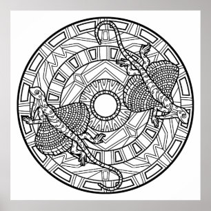 Affiches Colorer votre propre Lizard Mandala Coloriage Post