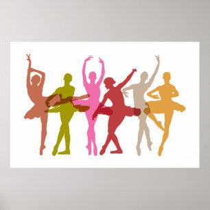 Affiches Colorful Dancing Ballerinas