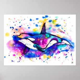 Affiches Colorful Watercolor Orca