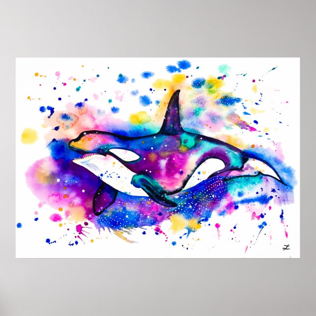 Affiches Colorful Watercolor Orca  (Devant)