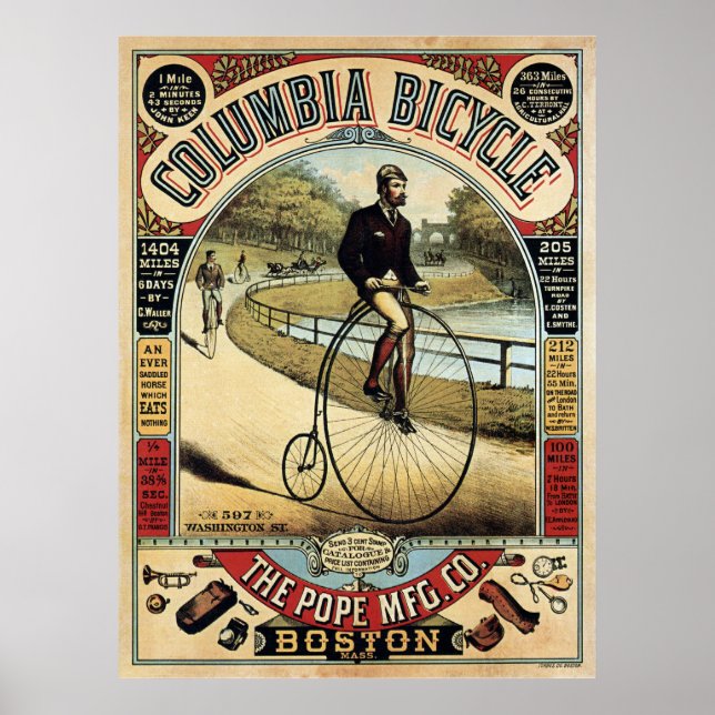 Affiches COLUMBIA BICYCLE c. 1890 (Devant)