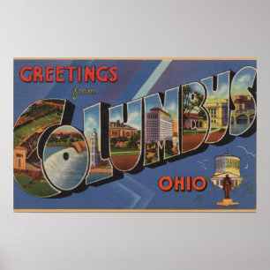 Affiches Columbus, Ohio - grandes scènes 3 de lettre