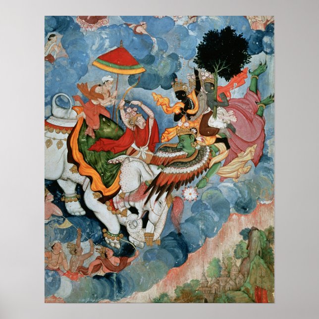 Affiches Combat de Krishna avec Indra, vers 1590 (Devant)