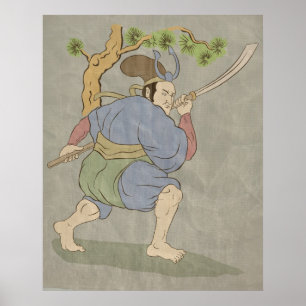Affiches Combat samouraï japonais d'épée de katana de