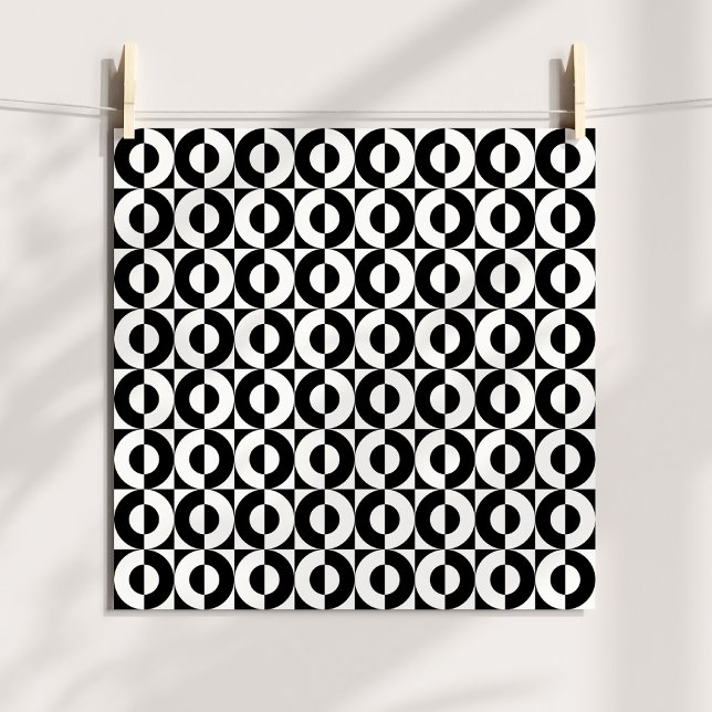 Affiches Combinaison géométrique noir et blanc Cercles funk (Funky Circles Poster)