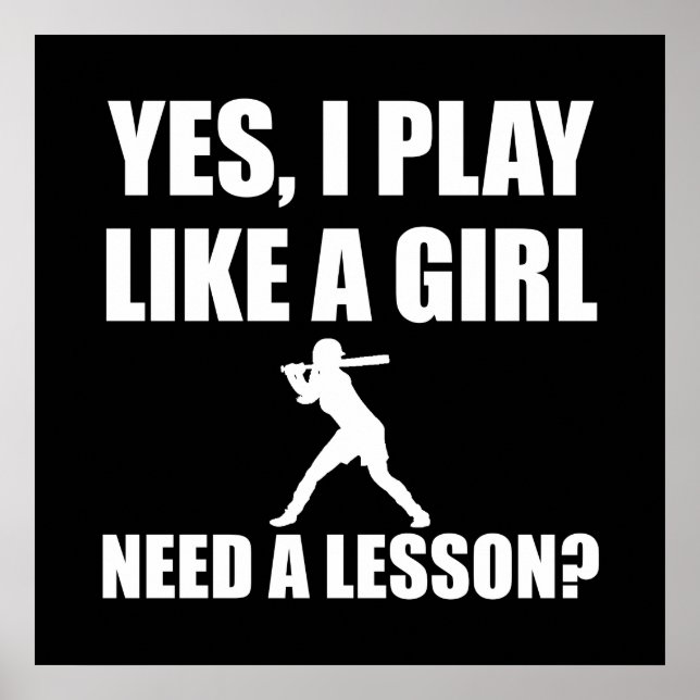 Affiches Comme Une Fille Softball (Devant)