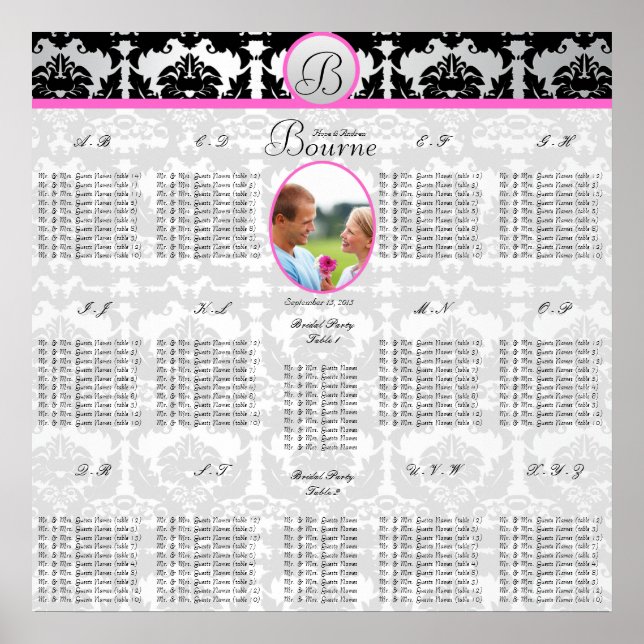 Affiches Commence à 12,80 $ Mariage Photo Seating Chart (Devant)
