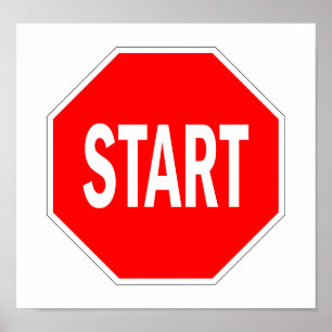 Affiches commencez l'arrêt de symbole de signe de