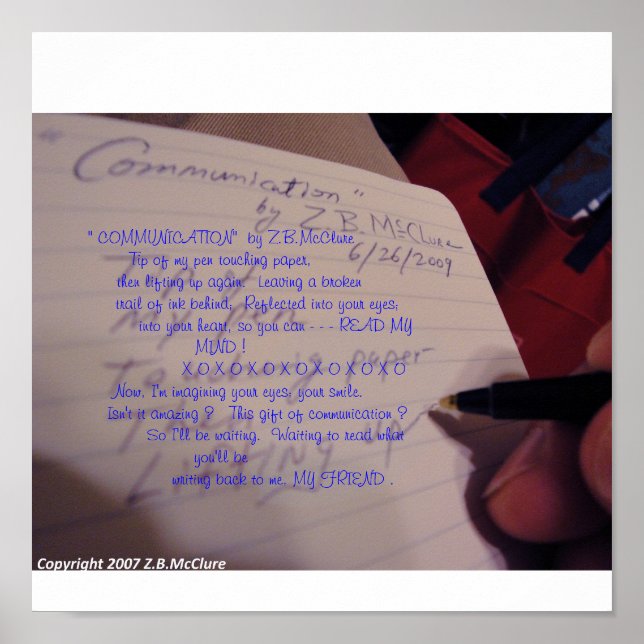 Affiches "COMMUNICATION" poème de Z.B.McClure (Devant)