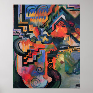 Affiches Composition colorée par August Macke, Art Vintage