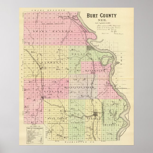 Affiches Comté de Burt, Nebraska (Devant)