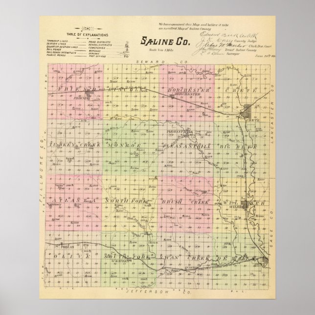 Affiches Comté de Saline, Nebraska (Devant)