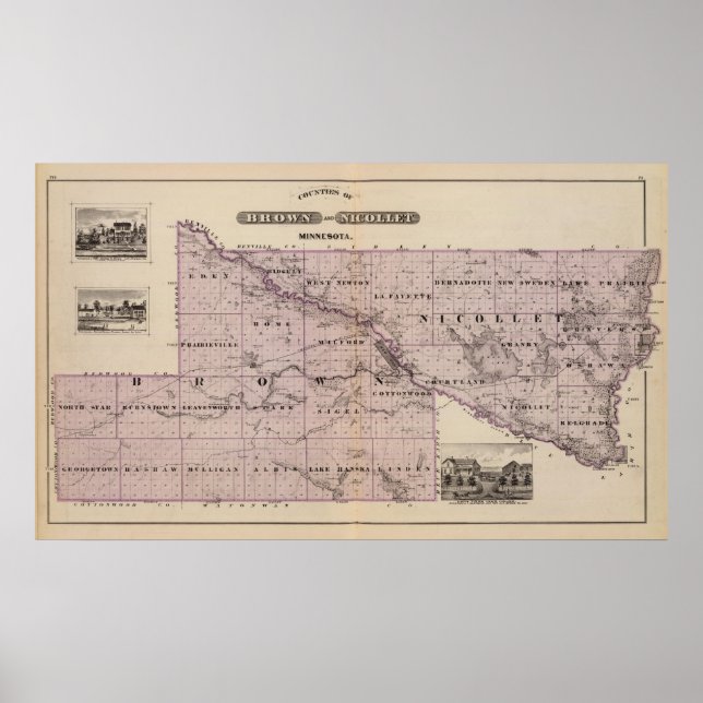Affiches Comtés de Brown et Nicollet, Minnesota (Devant)