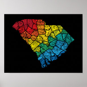 Affiches comtés de couleur de la Caroline du Sud