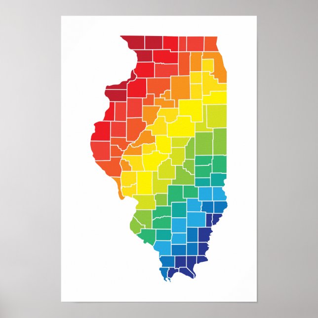 Affiches comtés de couleur de l'illinois (Devant)