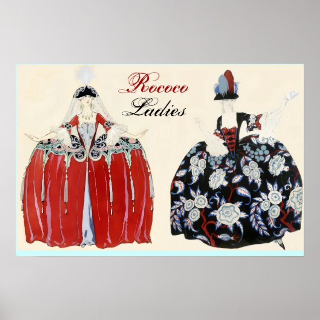 AFFICHES CONCEPTEUR DE COSTUMES FEMMES ROCOCO, BEAUTÉ, MODE (Devant)