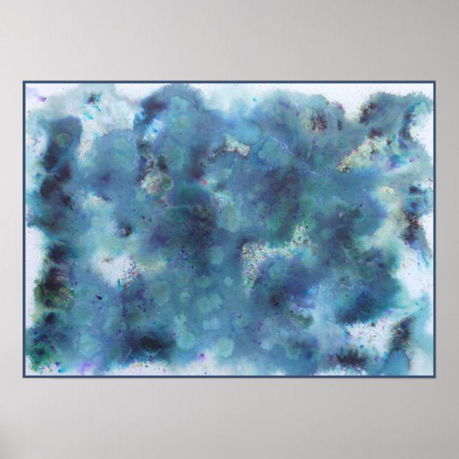 Affiches Conception abstraite en bleu. (Devant)