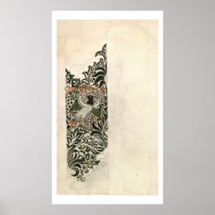 Affiches Conception de blocs de bois "Oiseau et Vin" non fi