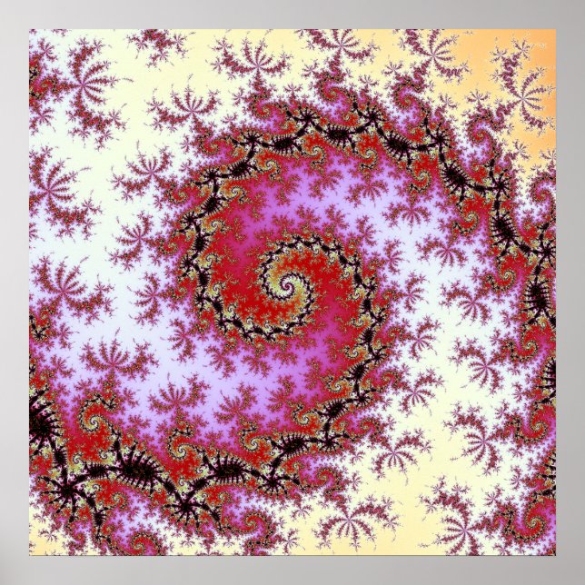 Affiches Conception de fractale à double spirale rouge (Devant)