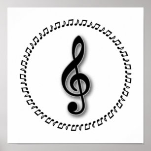 Affiches Conception de notes de musique Treble Clef
