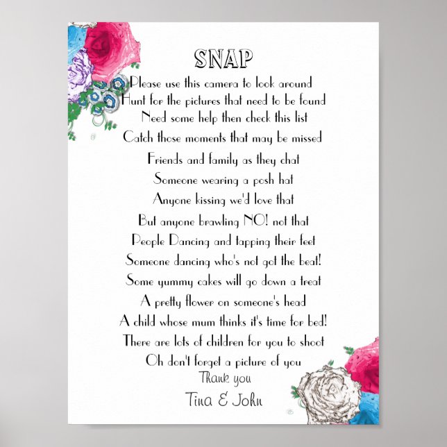 Affiches Conception de rose belle mariage photo jeu (Devant)