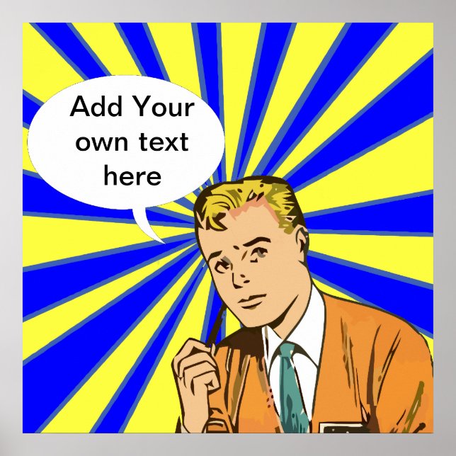 Affiches Conception de style comique rétro personnalisable  (Devant)