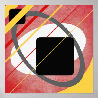 Affiches Conception de toile géométrique jaune et rouge AP0