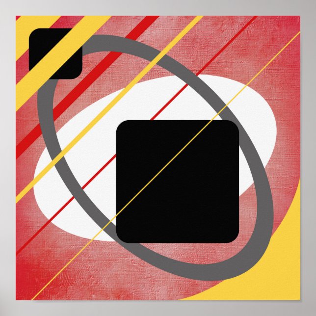 Affiches Conception de toile géométrique jaune et rouge AP0 (Devant)