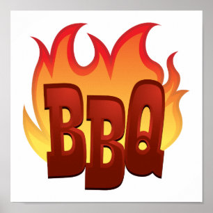 Affiches conception du texte de la flamme bbq