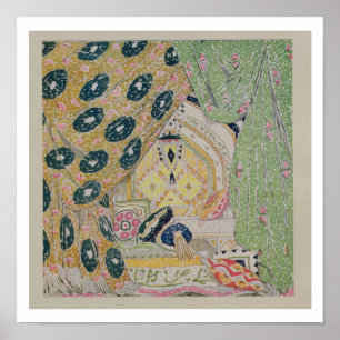 Affiches Conception orientale de paysage (litho de couleur)