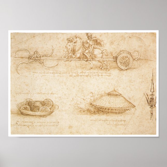 Affiches Conception pour une voiture blindée, Leonardo da V (Devant)