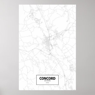 Affiches Concord, New Hampshire (noir sur blanc)