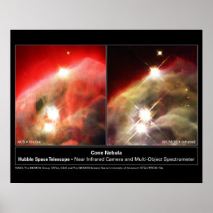 Affiches Cone Nebula NGC 2264 Hubble Visible vs. Infrared