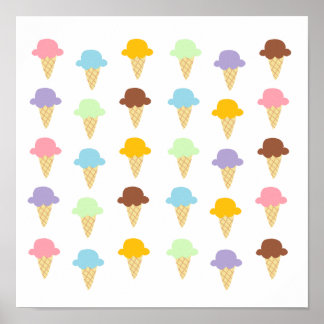 Affiches Cônes de crème glacée colorée