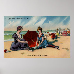 Affiches Coney Island NY 1909 Beach Scene