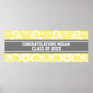Affiches Congratulations Graduation Custom Name Banner Grey