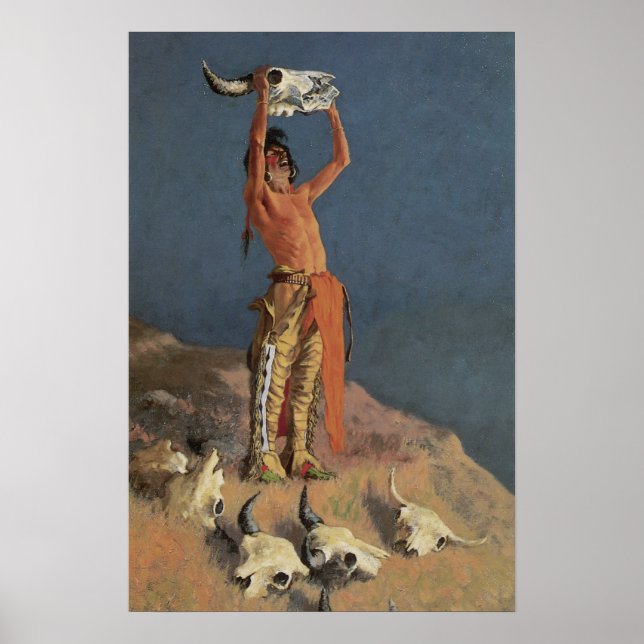 Affiches Conjuring Back the Buffalo by Frederic Remington (Devant)