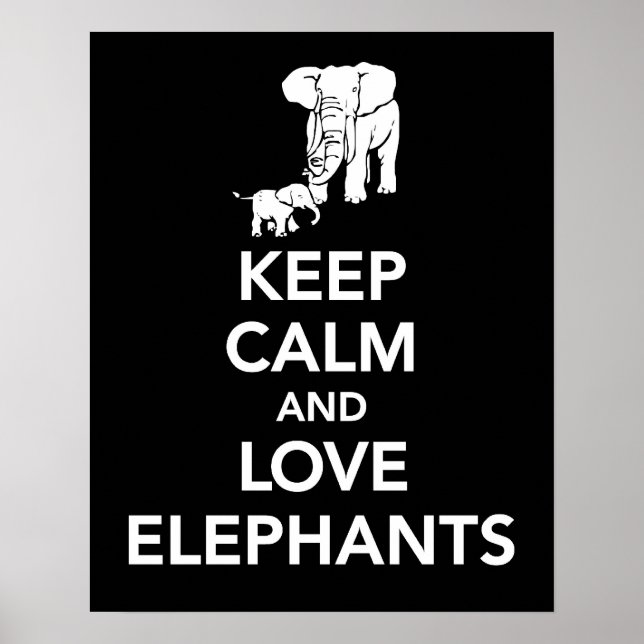 Affiches Conserver le calme et l'amour Eléphants imprimer o (Devant)