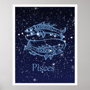 Affiches Constellation des Poissons et signe du zodiaque av