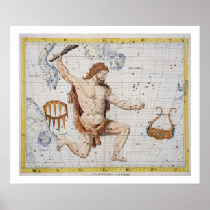 Affiches Constellation d'Hercules avec Corona et Lyra, pl
