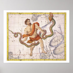 Affiches Constellation d'Ophiucus et Serpens, plaque 22 fr